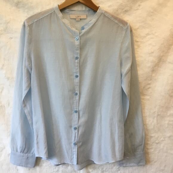 LOFT Light Blue Button Up Shirt - Picture 6 of 11